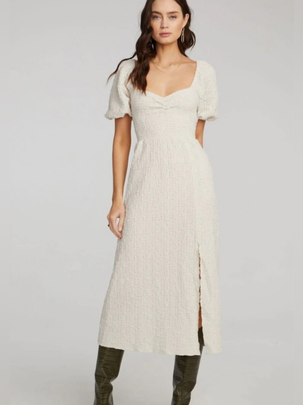 White Eyelet Midi Sundress Cottagecore 
Romantic Vintage Inspired Feminine Sz L